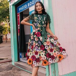 NWT JessaKae Jubilee Multicolor Floral Midi Dress Sz M